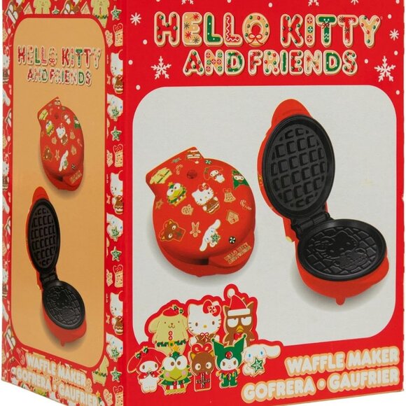 NEW Hello Kitty Mini Waffle Maker Red Christmas Design - Picture 1 of 9